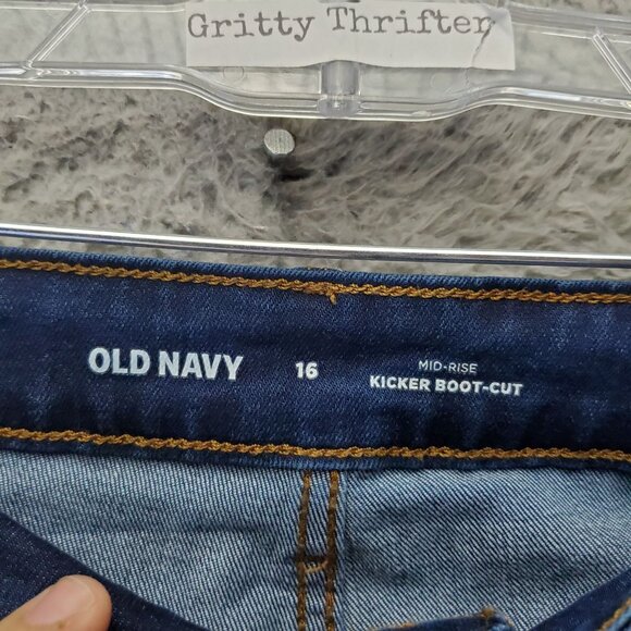 Old Navy Jeans Womens Size 16 Blue Mid-Rise Kicker Bootcut Stretch Denim - Picture 2 of 12